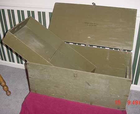 World War II Wood and Metal Foot Locker/Trunk With Tray! WW2 USMC ARMY