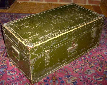 World War II Wood and Metal Foot Locker/Trunk With Tray! WW2 USMC ARMY