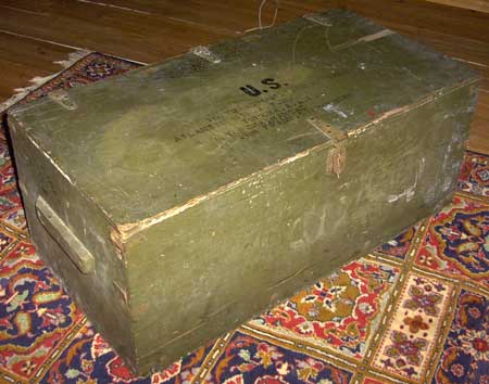 Lot - WWII Era Wood Military Foot Locker